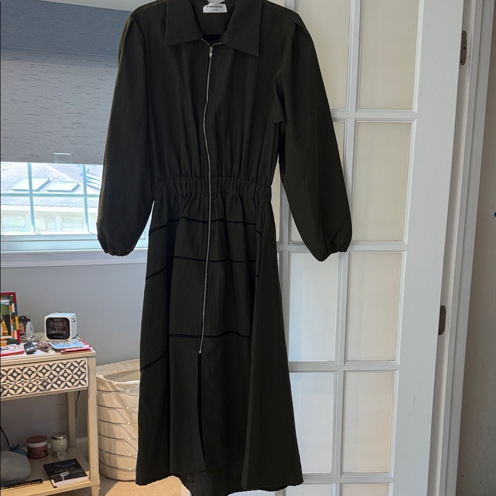 Pinkyotto Chic Army green Long Sleeve Dress